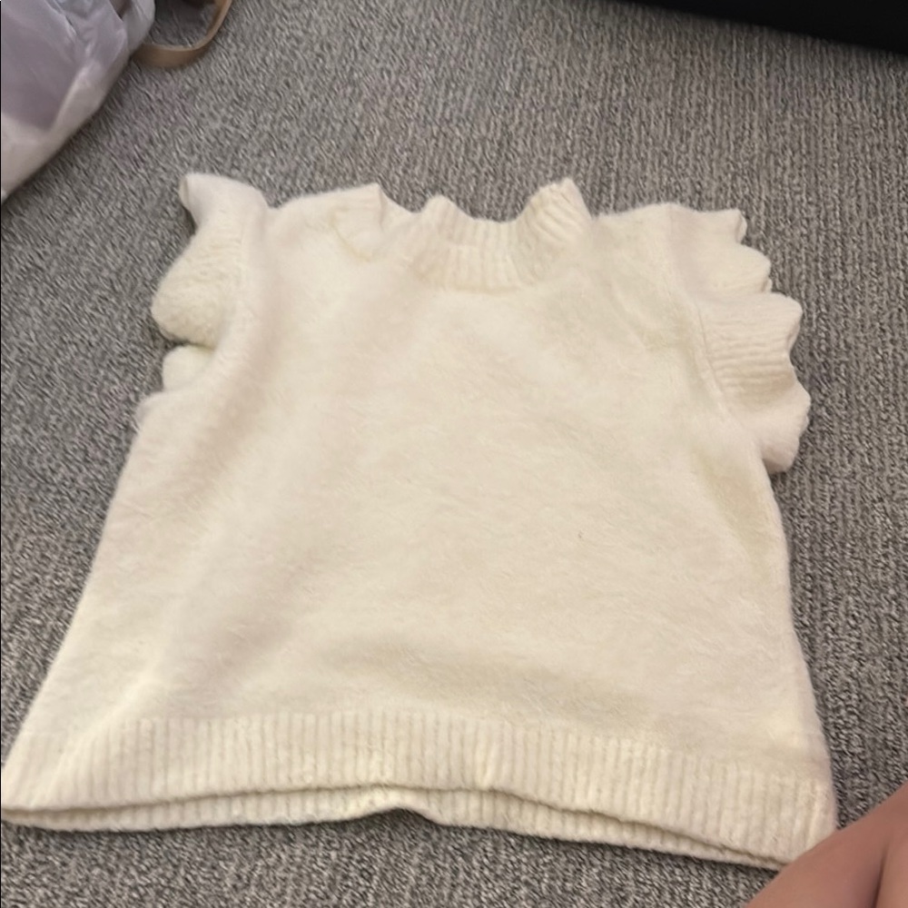 Kids White Ruffle Sleeve Top